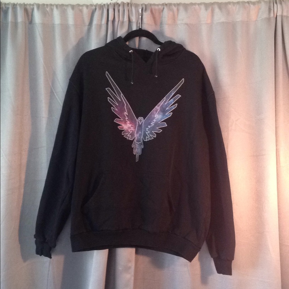 Black hooded pull over sweatshirt